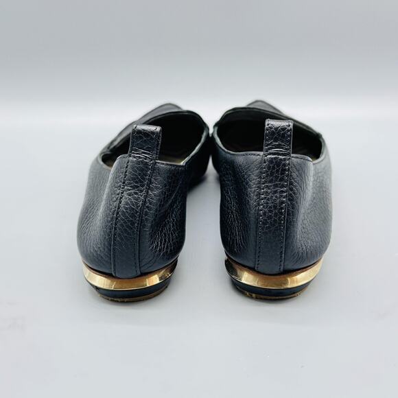 Nicholas Kirkwood Shoes Womens 5.5 Black Leather Loafer Beya Pointed Toe Gold - Picture 7 of 13